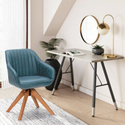 Gainoom Swivel Blue Accent Chair Set Of 2 Ergonomic Armchairs Writing Desk Chairs - thumbnail 8