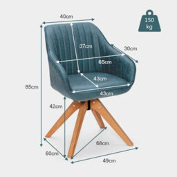 Gainoom Swivel Blue Accent Chair Set Of 2 Ergonomic Armchairs Writing Desk Chairs - thumbnail 2