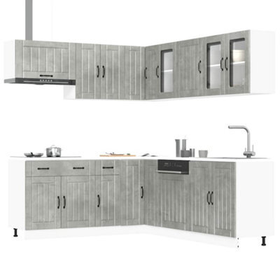 Berkfield 11 Piece Kitchen Cabinet Set Lucca Concrete Grey Engineered Wood - image 1