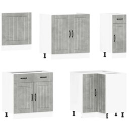 Berkfield 11 Piece Kitchen Cabinet Set Lucca Concrete Grey Engineered Wood - thumbnail 4