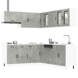 Berkfield 11 Piece Kitchen Cabinet Set Lucca Concrete Grey Engineered Wood - thumbnail 1