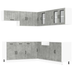Berkfield 11 Piece Kitchen Cabinet Set Lucca Concrete Grey Engineered Wood - thumbnail 2