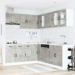 Berkfield 11 Piece Kitchen Cabinet Set Lucca Concrete Grey Engineered Wood - thumbnail 3
