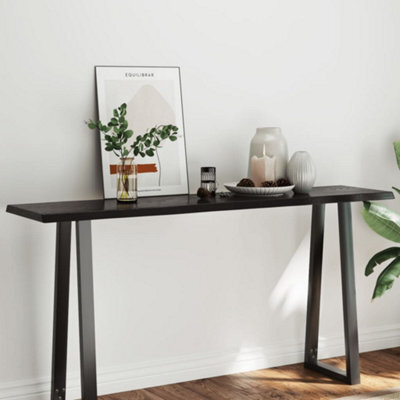 Berkfield Table Top Dark Brown 160X40X(2-4) Cm Treated Solid Wood Live Edge - image 1