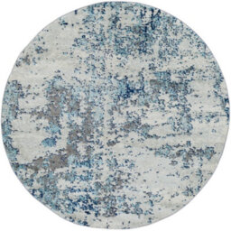 Livabliss Round Sunderland-Abstract Blue Grey Modern Marble Living Dining Bedroom Rug 160 X 160 Cm Easy Care, Non Shedding - thumbnail 1