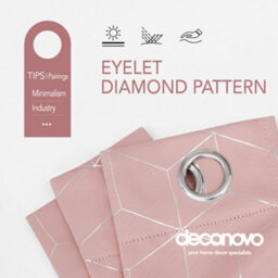 Deconovo Blackout Curtains, Foil Printed Diamond Thermal Insulated Eyelet Curtains, W46 X L54 Inch, Coral Pink, 2 Panels - thumbnail 3