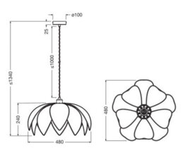 Osram Decor Rattan Lotus Pendant Ceiling Light 480 E27 Brown - thumbnail 7