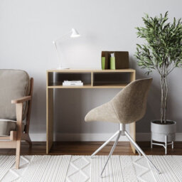 Urbn-Living Urbnliving 80Cm Width Wood Console Table Pc Laptop Computer Desk Office Hallway 2 Storage Shelves Oak Colour - thumbnail 3