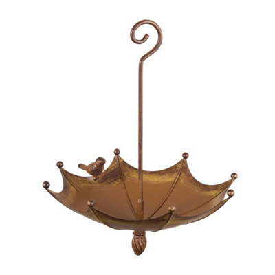 Bronze Umbrella Bird Feeder Metal Bird Seed Feeder Hanging Outdoor Ornaments - image 1
