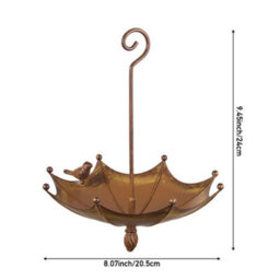 Bronze Umbrella Bird Feeder Metal Bird Seed Feeder Hanging Outdoor Ornaments - thumbnail 2