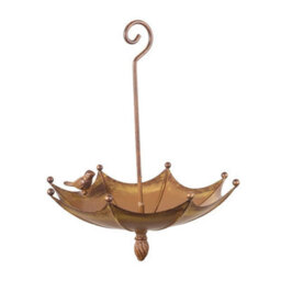 Bronze Umbrella Bird Feeder Metal Bird Seed Feeder Hanging Outdoor Ornaments - thumbnail 3