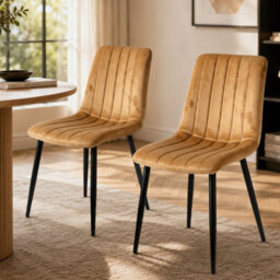 Oira Homes Brown Velvet Dining Chairs Set Of 2 Modern 2 Brown Kursi Chair Set Dining Room Furniture - thumbnail 2