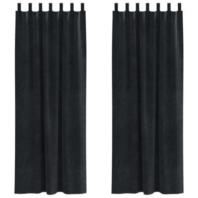 Berkfield Modern Blackout Curtains With Hanging Loops 2 Pcs Black Velvet - image 1