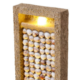 Teamson Home Garden Outdoor Water Feature, Tall Waterfall Water Fountain, With Warm Led Lights, Layered Rock Design, Seashells - thumbnail 4