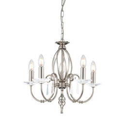 Luminosa Lighting Elstead Aegean 5 Light Chandelier Polished Nickel Finish, E14 - thumbnail 1