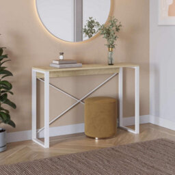 Fwstyle Archie White & Natural Oak Hallway Console Table (H) 75 (W) 110 (D) 35Cm
