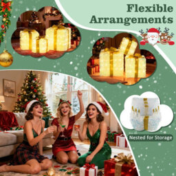 Costway Set Of 3 Christmas Lighted Gift Boxes Light Up Xmas Ornament Holiday Decoration - thumbnail 8