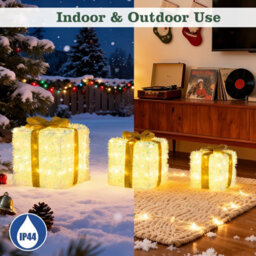 Costway Set Of 3 Christmas Lighted Gift Boxes Light Up Xmas Ornament Holiday Decoration - thumbnail 9