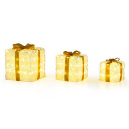 Costway Set Of 3 Christmas Lighted Gift Boxes Light Up Xmas Ornament Holiday Decoration - thumbnail 1
