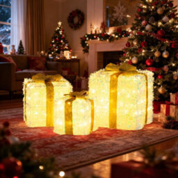 Costway Set Of 3 Christmas Lighted Gift Boxes Light Up Xmas Ornament Holiday Decoration - thumbnail 4