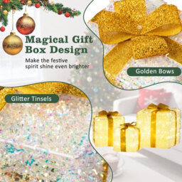 Costway Set Of 3 Christmas Lighted Gift Boxes Light Up Xmas Ornament Holiday Decoration - thumbnail 7