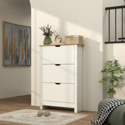 Homcom 18-Shoe Storage Cabinet 6 Shelves 3 Drawers Tabletop High Gloss White