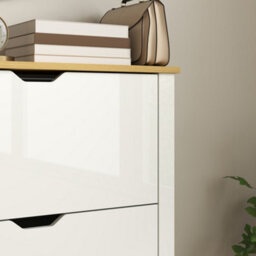 Homcom 18-Shoe Storage Cabinet 6 Shelves 3 Drawers Tabletop High Gloss White - thumbnail 9
