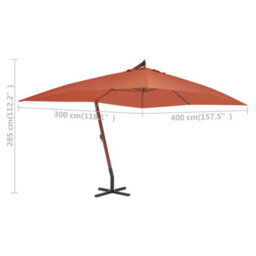 Berkfield Cantilever Umbrella With Wooden Pole 400X300 Cm Terracotta - thumbnail 5