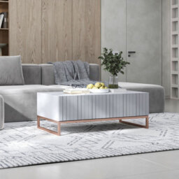 Heze Furniture Elpis Glamour Coffee Table 110 Cm - White Matt / Copper Frame - thumbnail 4