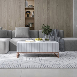 Heze Furniture Elpis Glamour Coffee Table 110 Cm - White Matt / Copper Frame - thumbnail 3