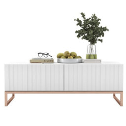 Heze Furniture Elpis Glamour Coffee Table 110 Cm - White Matt / Copper Frame - thumbnail 1