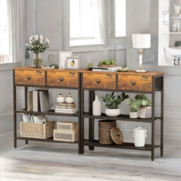 Pirlo Plush Industrial Console Table With 2 Non-Woven Drawers Hallway Furniture - thumbnail 2