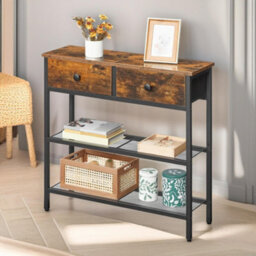 Pirlo Plush Industrial Console Table With 2 Non-Woven Drawers Hallway Furniture - thumbnail 3