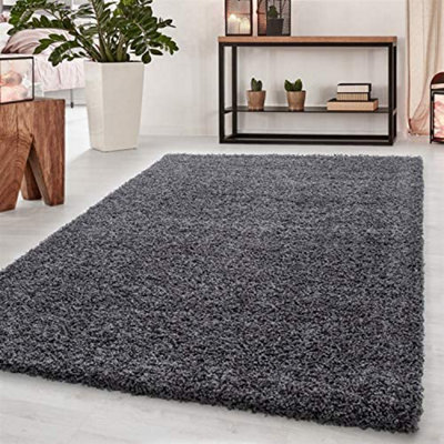 Abaseen Dark Grey Rug Small Large Shaggy Rug Modern Rugs Living Room Extra Large Small Medium Rectangular Soft Touch Thick Pile 120X170 Cm - image 1