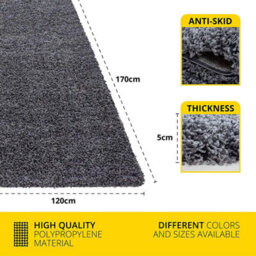 Abaseen Dark Grey Rug Small Large Shaggy Rug Modern Rugs Living Room Extra Large Small Medium Rectangular Soft Touch Thick Pile 120X170 Cm - thumbnail 6