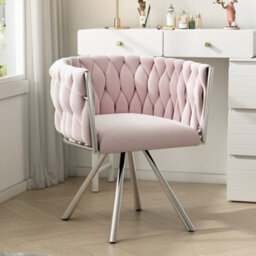 Abrihome Pink Velvet Swivel Chair, Single Seater Luxury Accent Chair With Gold Metal Legs, For Living Room & Bedroom - thumbnail 6