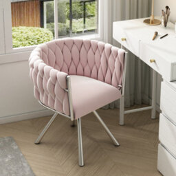 Abrihome Pink Velvet Swivel Chair, Single Seater Luxury Accent Chair With Gold Metal Legs, For Living Room & Bedroom - thumbnail 8