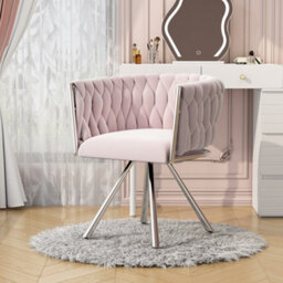 Abrihome Pink Velvet Swivel Chair, Single Seater Luxury Accent Chair With Gold Metal Legs, For Living Room & Bedroom - thumbnail 9