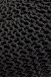 Knitted Pouffe Chunky Round Footstool Ottoman 100% Cotton Handmade Black - thumbnail 5