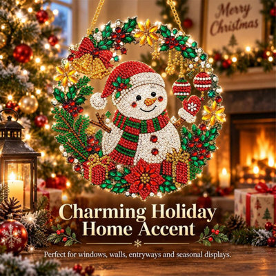 CLEFFNS Snowman Acrylic Suncatcher 25Cm Xmas Holiday Window Wall Hanging Home Ornament, Christmas Bauble Hanging Decoration Sets - image 1