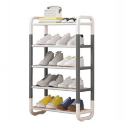 Black 5 Tier Dual Color Simple Shoe Rack Durable Home Shoe Storage Rack Stand - thumbnail 1