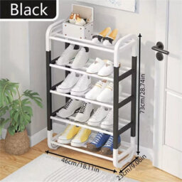 Black 5 Tier Dual Color Simple Shoe Rack Durable Home Shoe Storage Rack Stand - thumbnail 2