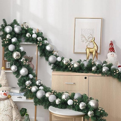 Living And Home Artificial Christmas Garland Silver Bauble Ball Green Garland Christmas Decoration Xmas Ornament 270 Cm - image 1