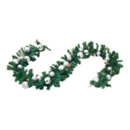 Living And Home Artificial Christmas Garland Silver Bauble Ball Green Garland Christmas Decoration Xmas Ornament 270 Cm - thumbnail 4