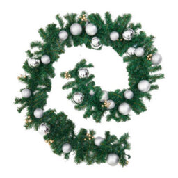Living And Home Artificial Christmas Garland Silver Bauble Ball Green Garland Christmas Decoration Xmas Ornament 270 Cm - thumbnail 2
