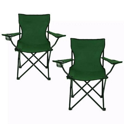 2 X Folding Camping Chairs Lightweight Outdoor Garden Beach Fishing Seat Green - image 1