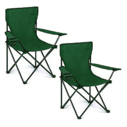 2 X Folding Camping Chairs Lightweight Outdoor Garden Beach Fishing Seat Green - thumbnail 2