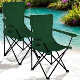 2 X Folding Camping Chairs Lightweight Outdoor Garden Beach Fishing Seat Green - thumbnail 4