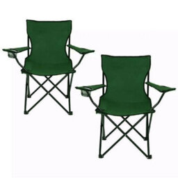 2 X Folding Camping Chairs Lightweight Outdoor Garden Beach Fishing Seat Green - thumbnail 1