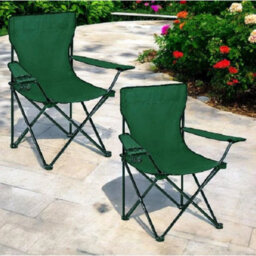 2 X Folding Camping Chairs Lightweight Outdoor Garden Beach Fishing Seat Green - thumbnail 6